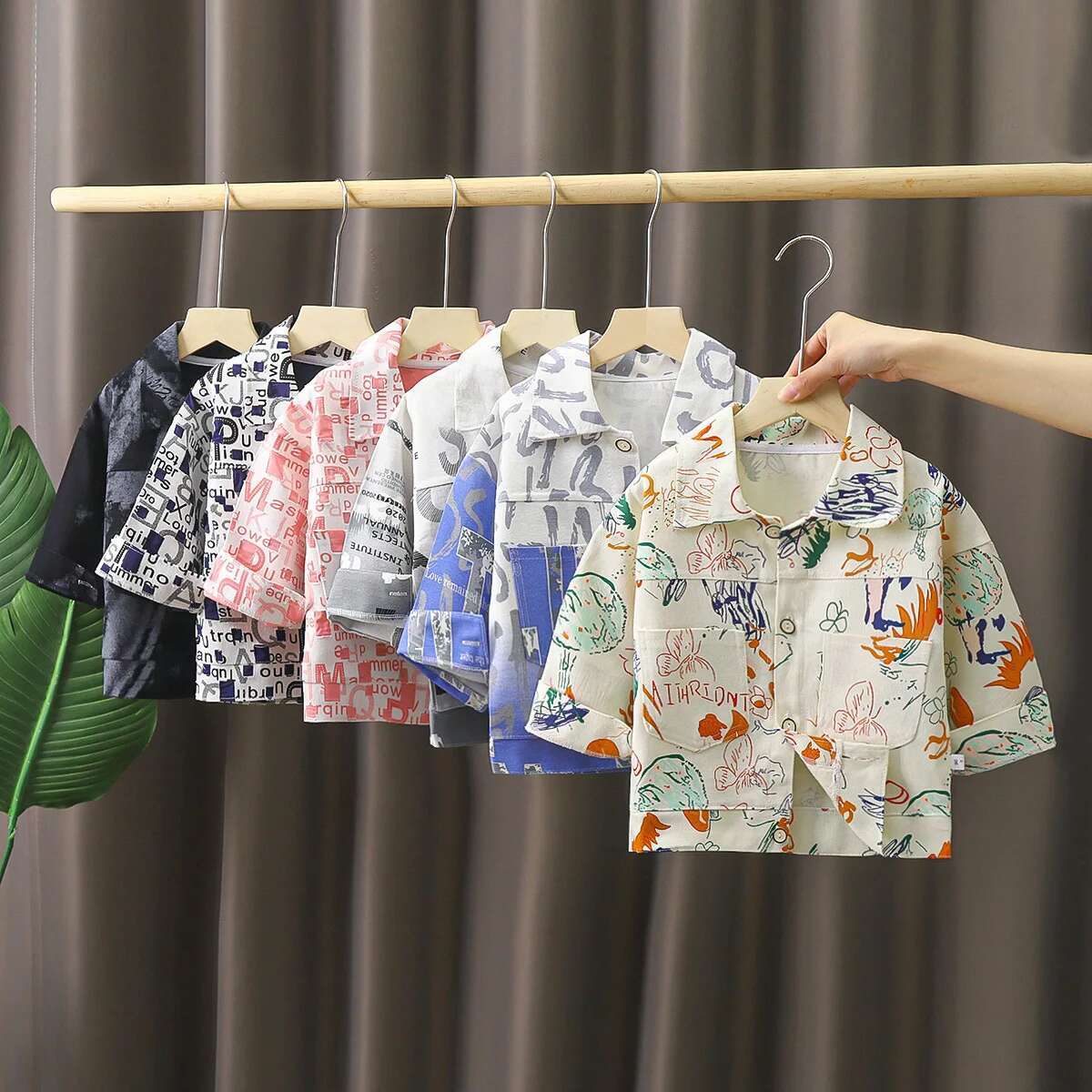 Ddmyshoesvip Autumn Toddler Jackets Cotton Graffiti Long Sleeve Baby Outerwear Coat Loose Turn Down Collar Children Kid Boys Shirts