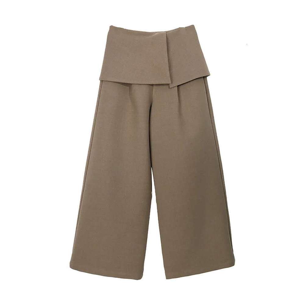 Fashion Women's Fake 2 Pcs Pants Loose Straight High Waist Solid Color Hanging Tion Trousers Autumn 2025 New