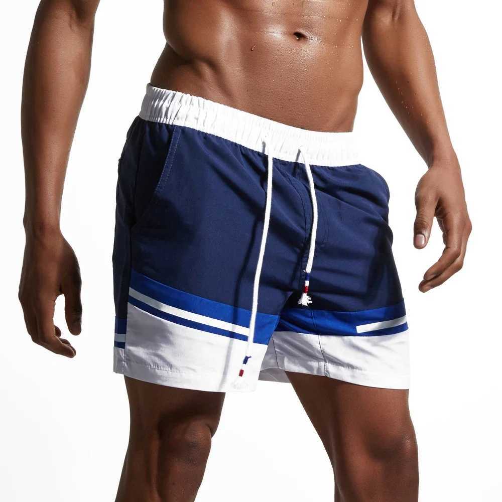 Beach Pants Summer New Style Mens Swim Shorts Pocket Mens Swimming Shorts Quick Dry Beach Trunks Swimwear with Mesh LiningT250304