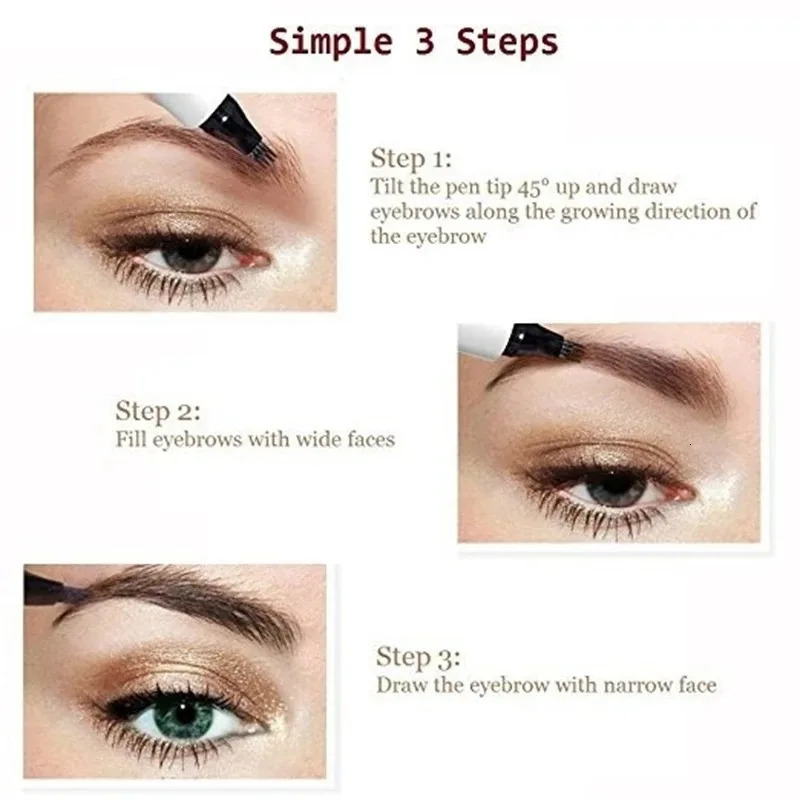 4 Point Eyebrow Pencil Waterproof Liquid 3D Eyebrow Pen Makeup Long Lasting 4 Fork Tip Cosmetic Microblade Brow Pencil 250222