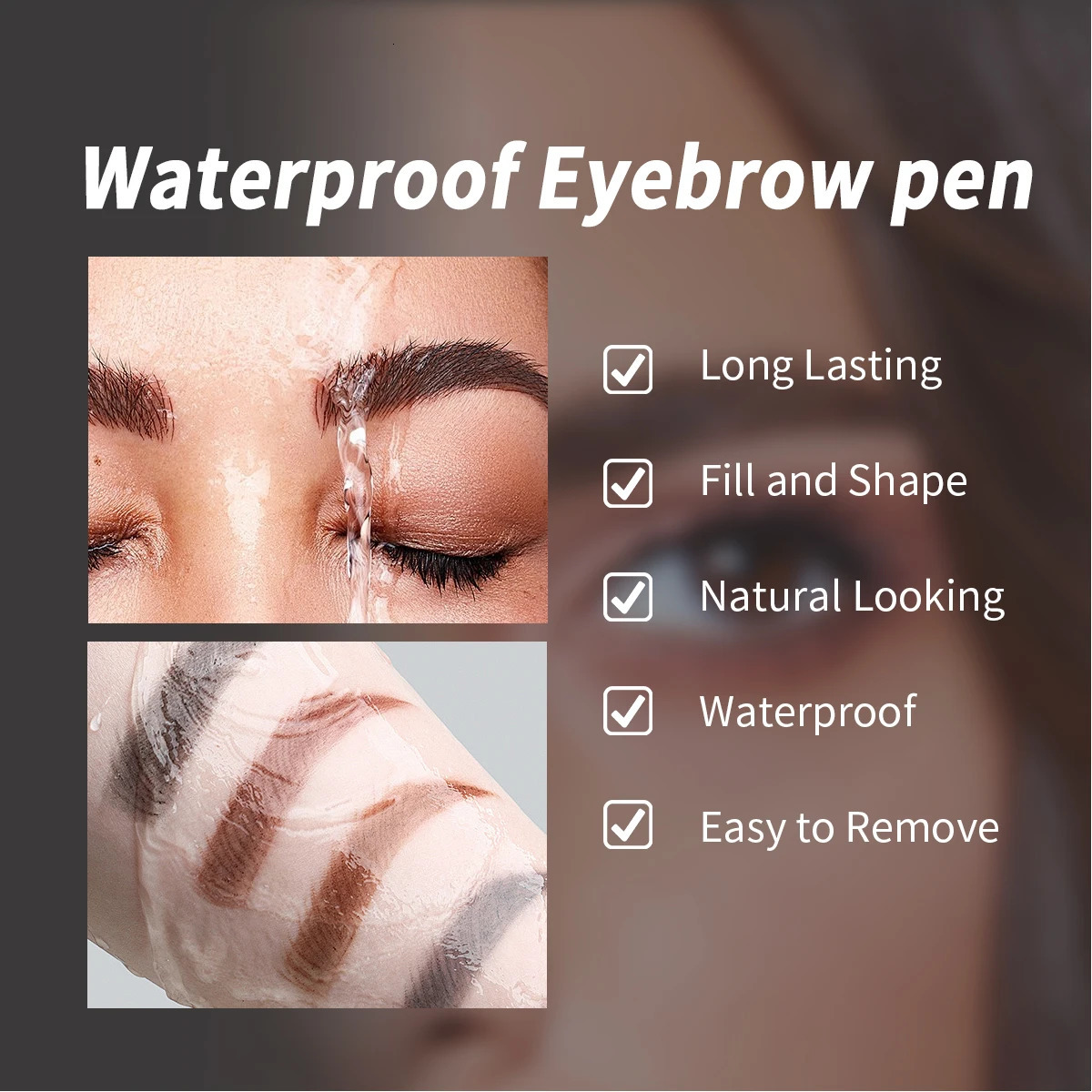 USHAS 4 Color Brow Pencil Long-lasting Waterproof Rotating Double-headed Eyebrow Pencil with Brow Brush 2 In 1 Eyebrow Cosmetics 250222