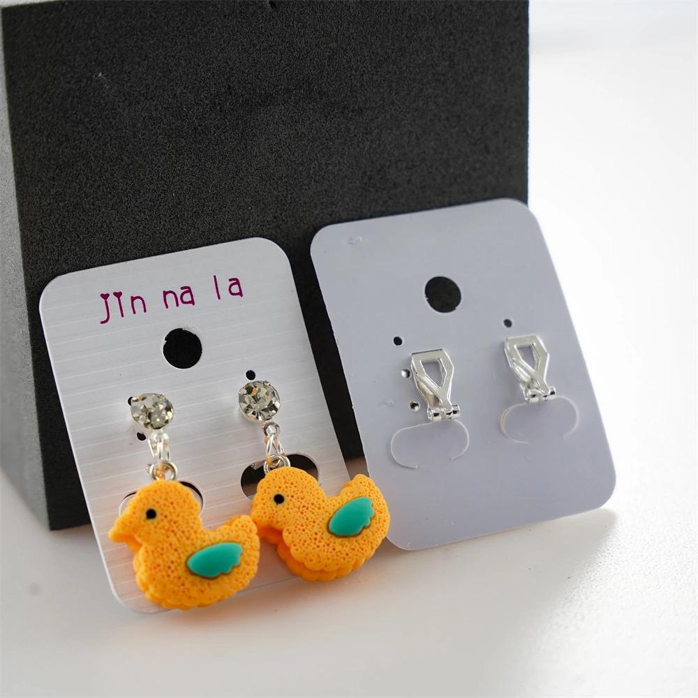 50 pairs/batch of cute cartoon animal earrings with fruit clips for children girls gifts jewelry mixed style no perforations wholesale 250304