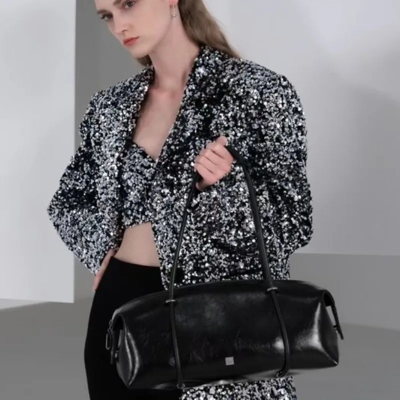 Knock Arrival Trendy Fashion Style Boston handbag Pu leather womens bag fashion n Korean large capacity shoulder 250303