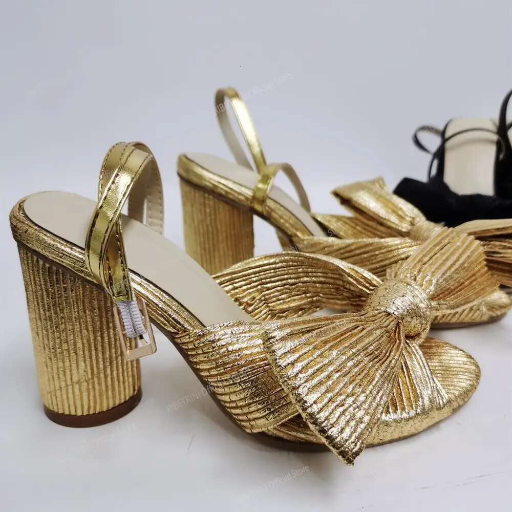 Sandals Ankle Strap For Women Bow Knot Open Toe Wedding Shoes Hot Sale 2025 Summer Brand New Chunky Heel Elegant Comfy