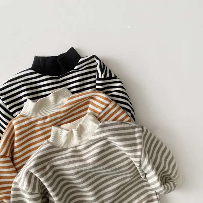 2025 Winter New Baby Striped Plus Veet Thicken Kids Warm Hoodie Loose Boys Casual Sweatshirt Fashion Girls Tops