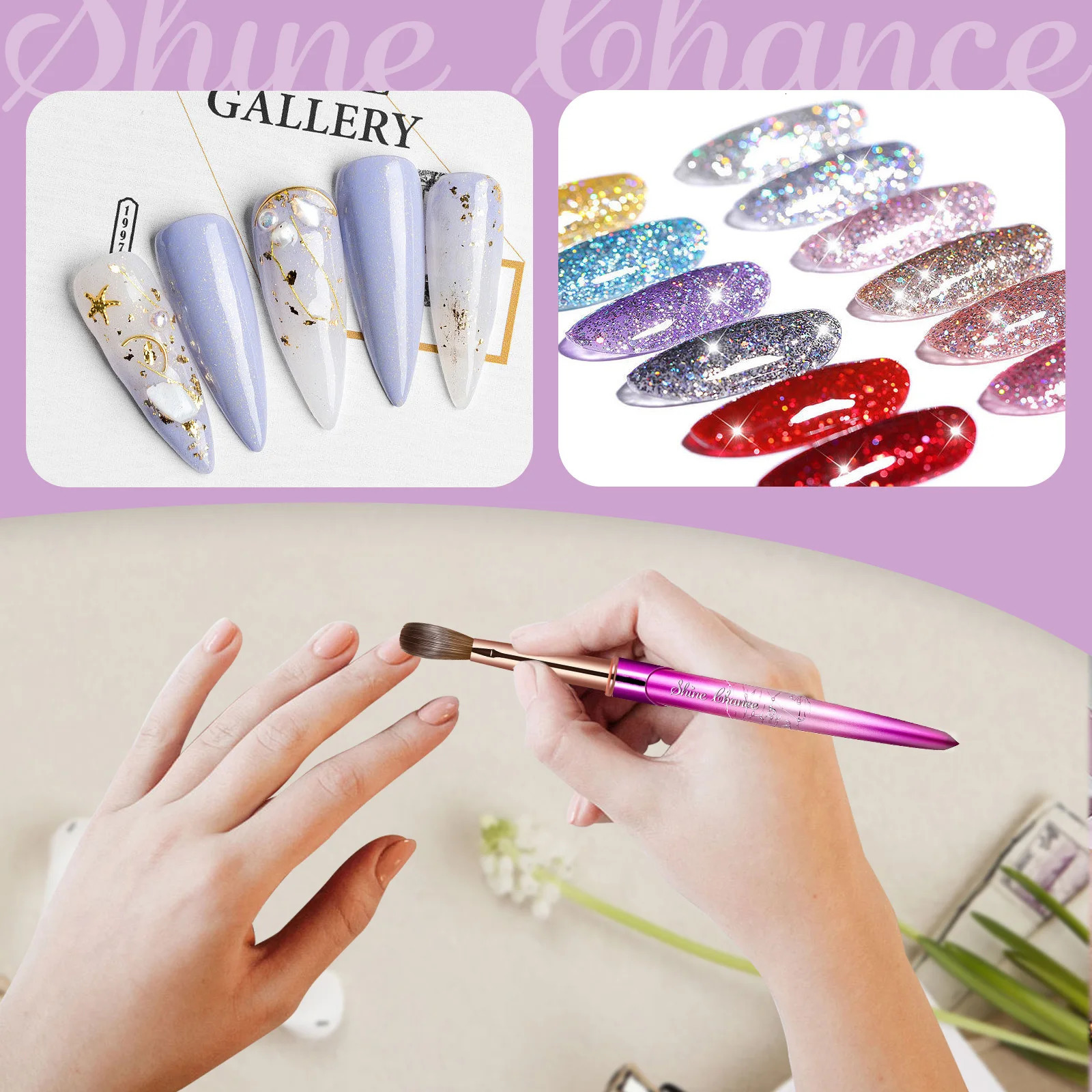 Kolinsky Acrylic Nail Art Brush Wood Handle Nail Art Mink Brush Gel Builder Nail Tools Manicure Brush Drawing Tools Size 2-14 250304