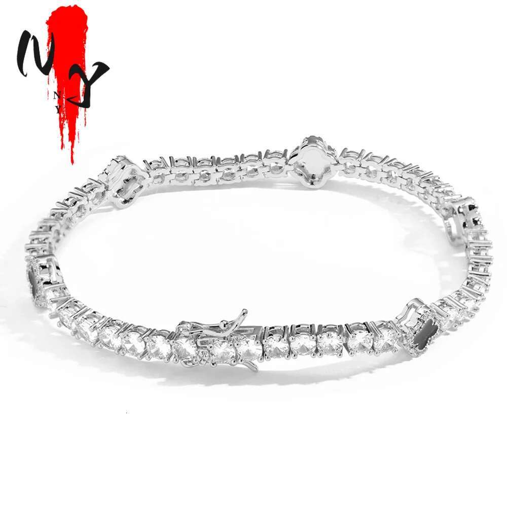 NY Fashion Design Dainty Tennis Chain Gold/Sier Plated Zircon Bracelet Hip Hop Jewelry for Men Women party Gift