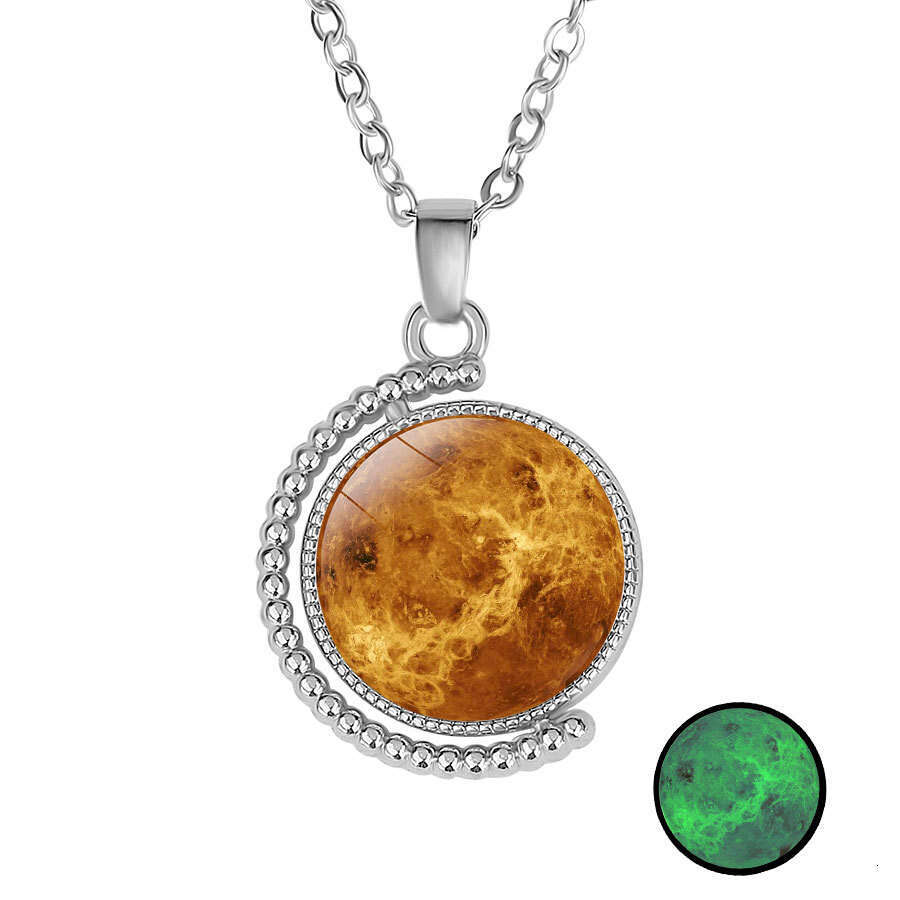 Eight Planets Double sided Rotating Pendant Creative Universe Solar System Guardian Starry Sky Luminous Necklace