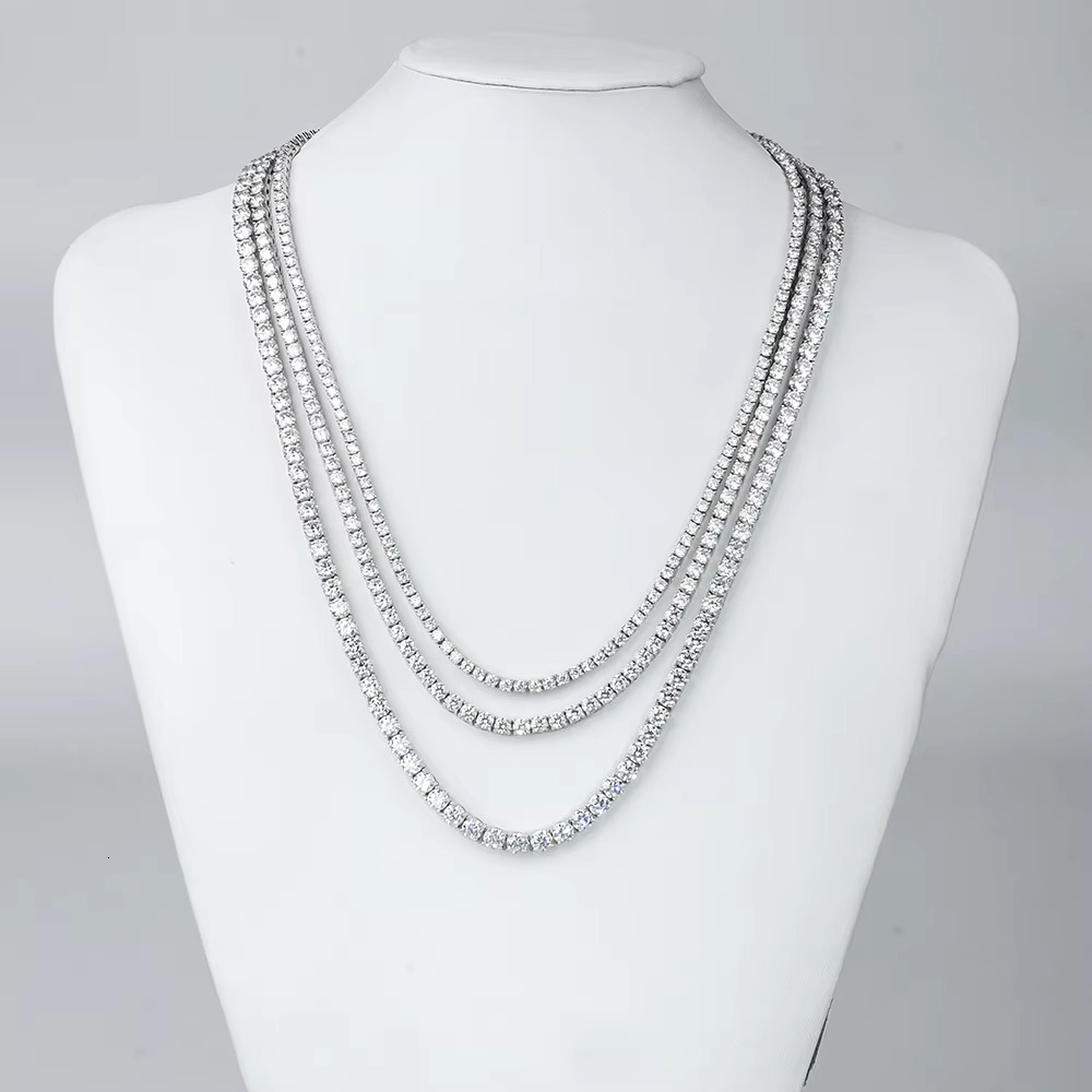 Hiphop Fashion Jewelry Moissanite Necklaces Dropshipping S Sterg Sier Tennis Necklace