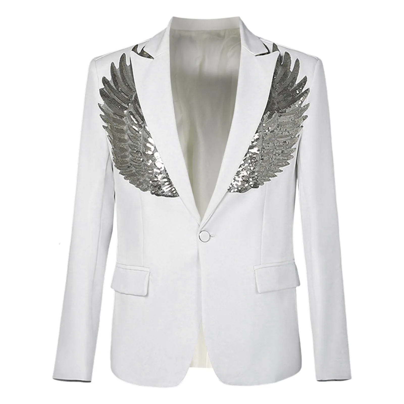 Mens Suit Costume Color Sequin Wing Dress Set Jacket Stage Slim Fit Suits Fashion Solid Coat 250304