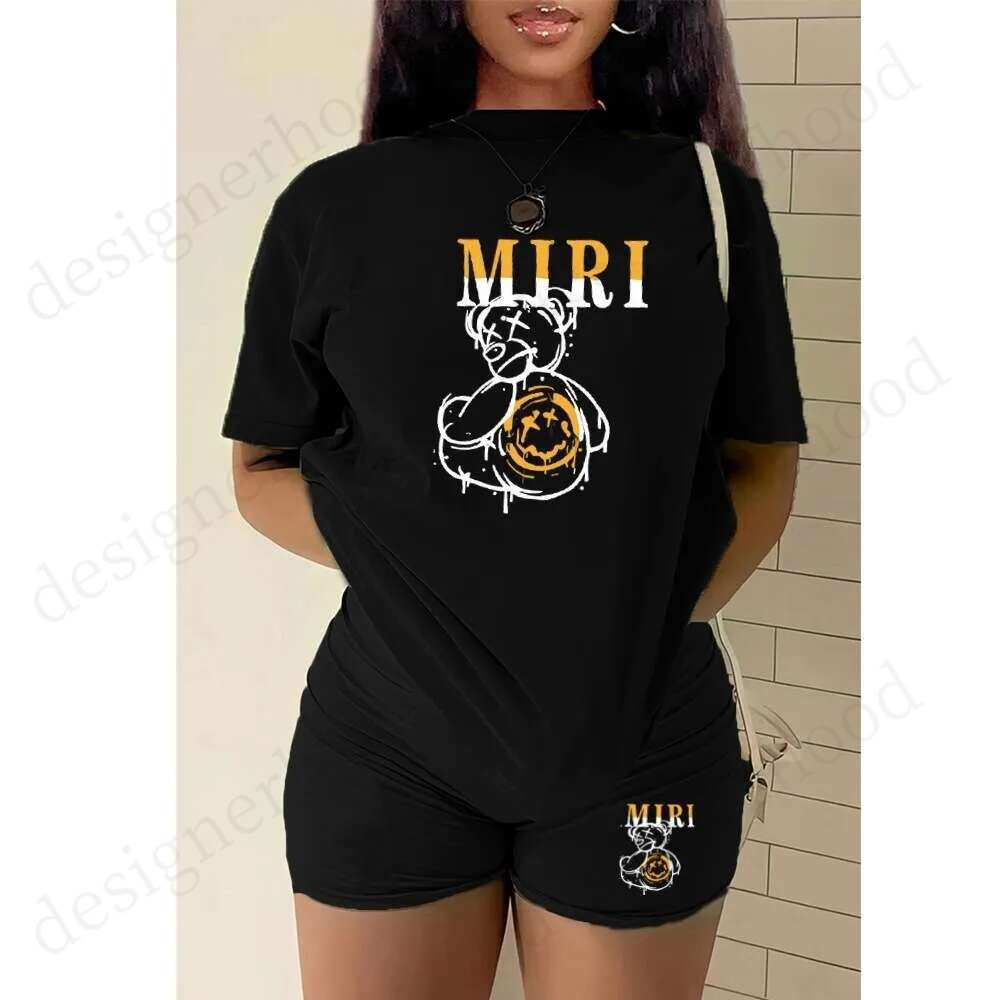 Plus Size Women AM Tracksuit Two Piece Sets Designer Womens Clothing Summer T-shirt Shorts Set Sport Wear Two Pieces Yoga Jogger Sweatsuit Outfit f77