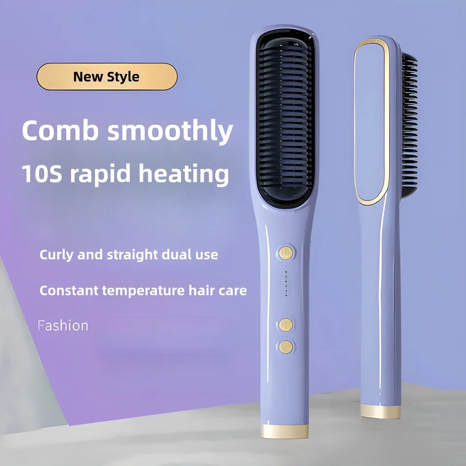 Hair Straightener Brush Hair Straightener Comb Straightening Brush for Women with 5 Temps 10s Fast Heating 250303