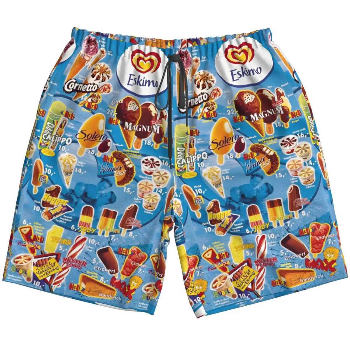 Chocolate Icecream Graphic Beach Shorts Hawaii Sport Beach Short Pant Men Frozen Ice Lolly Cornet Ice Cream Unisex Short pantsT250304