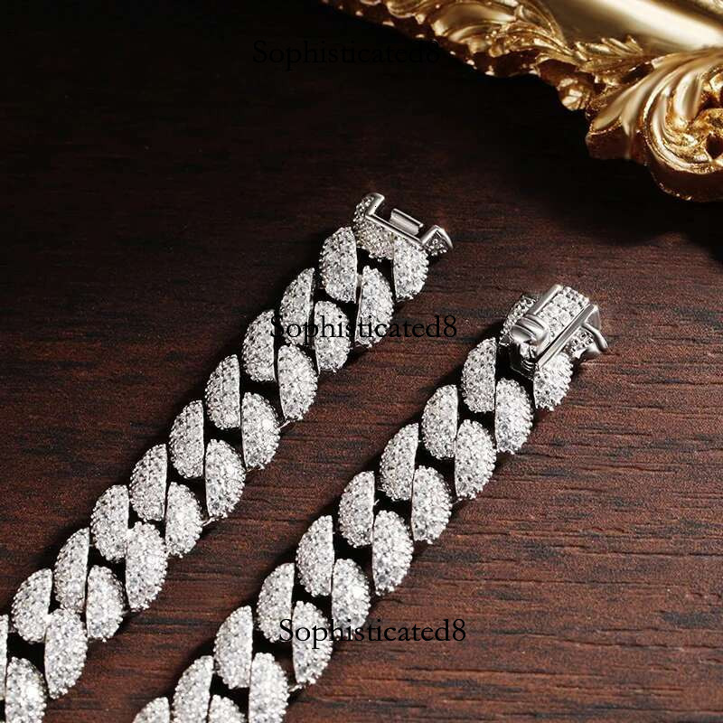 KNOBSPIN 8mm Cuban Bracelet 100% s Sterg Sier Plated Lab Grow Zircon Dia Tennis Bracelets for Women Man