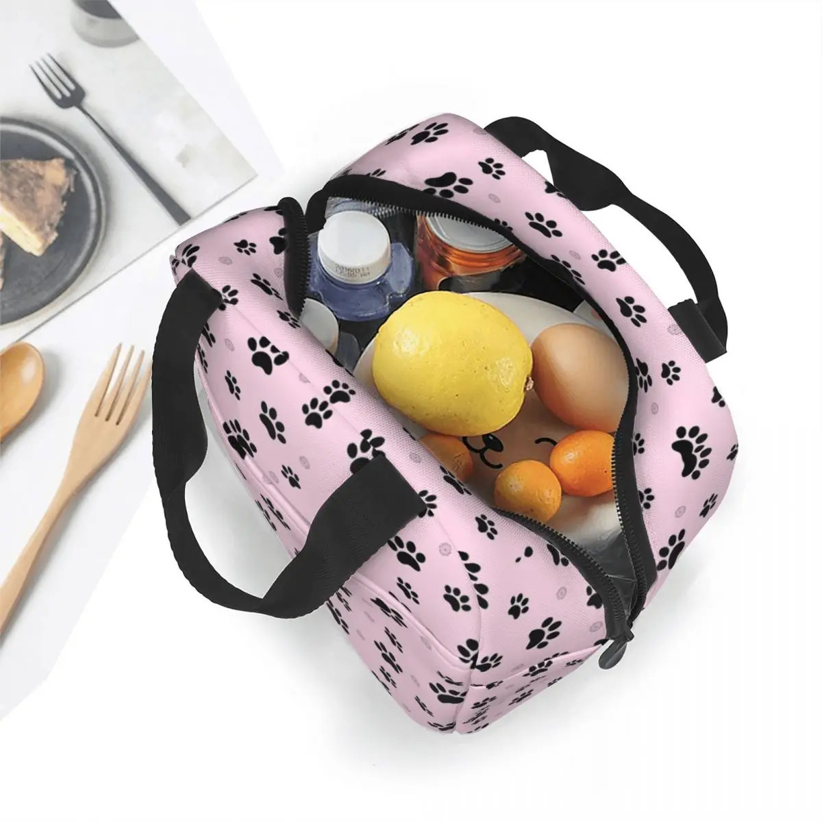 Pink Paw Insulated Lunch Bag Thermal Bag Lunch Container High Capacity Tote Lunch Box College Travel 250228