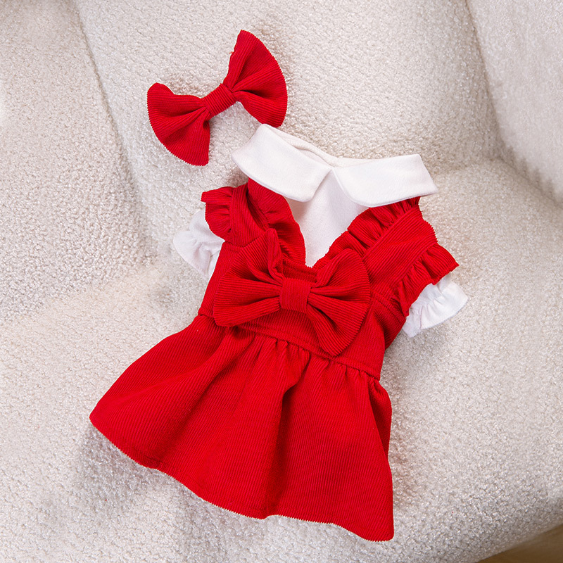 Girls Autumn Winter Clothes Pet Warm Coat Cat Skirt Chihuahua Bichon Puppy Dress and Shirt Set Dog Costume H260130