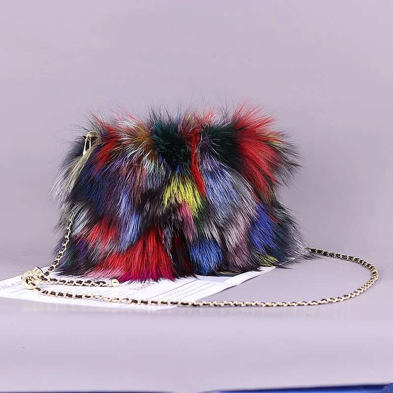 Fashion Bag Autumn And Winter Real Fluffy Fox Messenger Bags For Female Fur Warm Plush Handbag