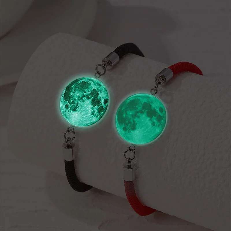 2 PCS/Set Stainless Steel Couples Bracelet For Women Lover Luminous Sun Moon Rope Charm Friendship Girlfriend Party Jewelry Gift