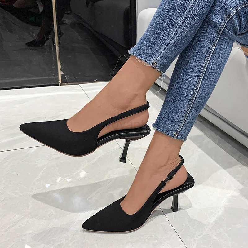 Plus-size High H Wens Pointed Thin H Back Lift Sandals Fi Temperament Wens Shoes Red High H Z250304