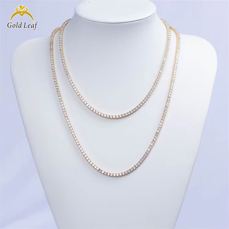 Goldleaf Jewelry Necklace Vvs Pendants High End Sterg Sier Custom Moissanite Tennis Chain
