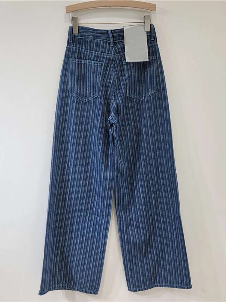 DEAT Women's Jeans High Waist Washed Striped Loose Straight Wide Leg Vintage Causal Denim Pants 2025 Spring New Fashion 29L8450