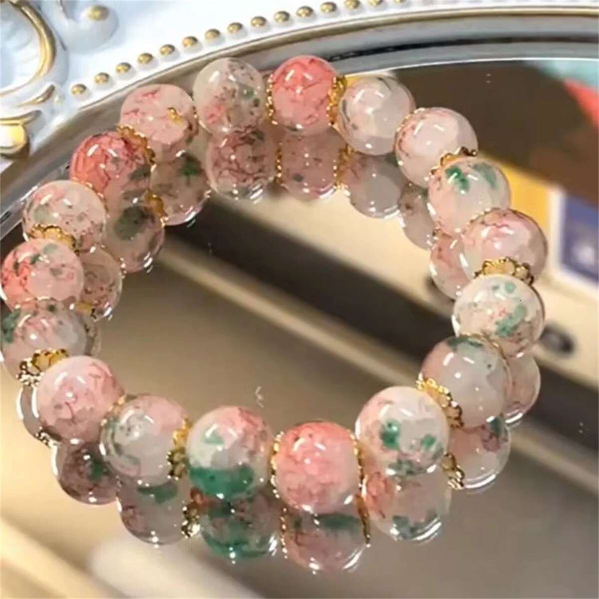 New Fashion Y2K Sweet Cherry Blossom For Women Exquisite Elegant wer Crystal Beaded Bracelet Girl Party Jewelry Gift