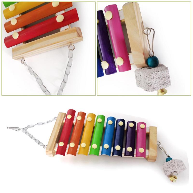 Parrot Educational Chicken Xylophone Toy For Hens Suspensible Wooden Chicken Coop Chew Pecking Toy Macaw Training Play