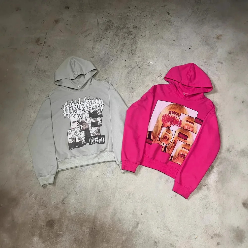 Y2k autumn and winter fashion trend pattern print men hoodie retro streetwear hip-hop punk tops for men and women demon slayer 250303