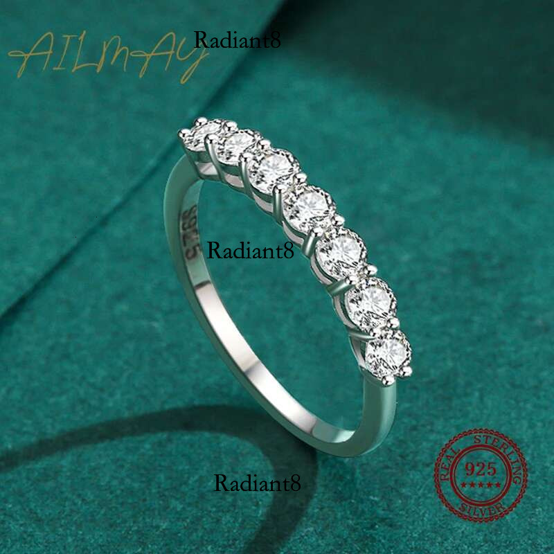Ailmay 100% Sterg Sier Stackable Round Dazzg Cubic Zirconia Rings for Women Wedding Engagement Jewelry Gift