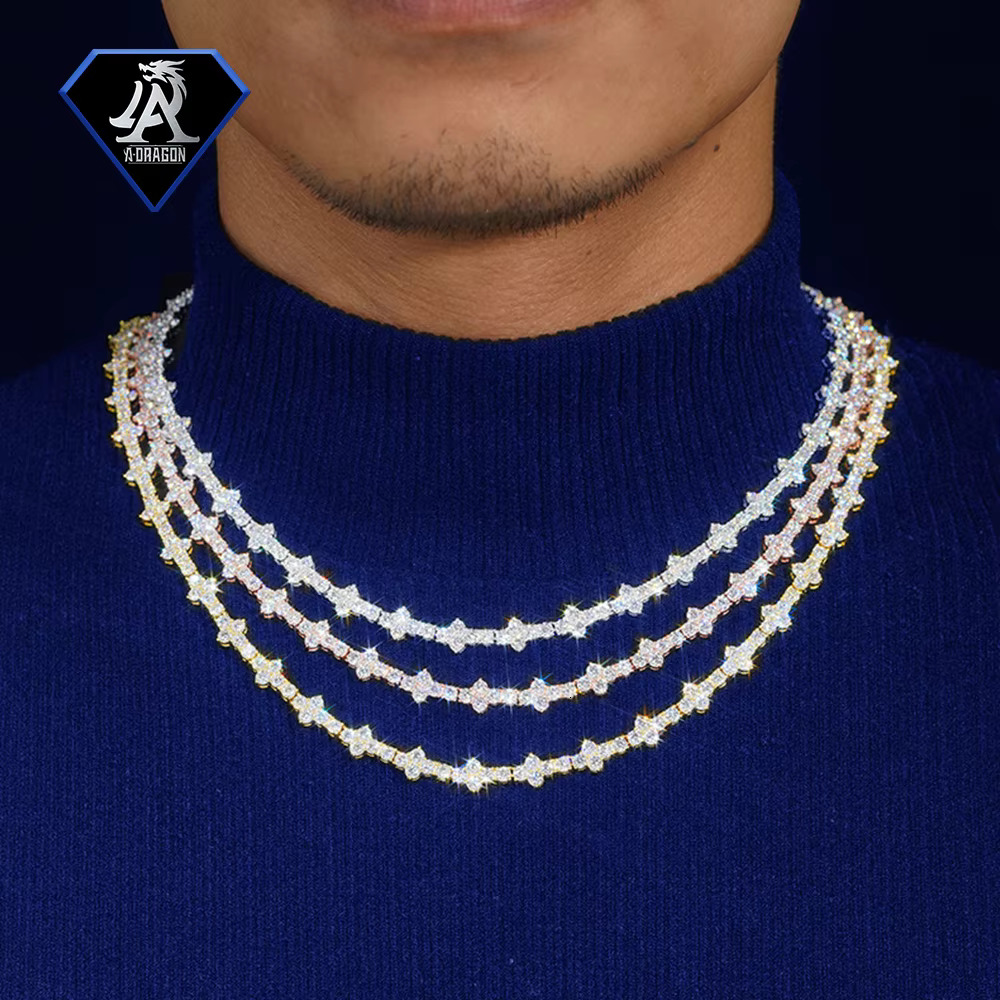 Factory Outlet 3mm S Sier VVS1 Moissanite Hip-Hop Tennis Chain Modern Necklace and Bracelet Set