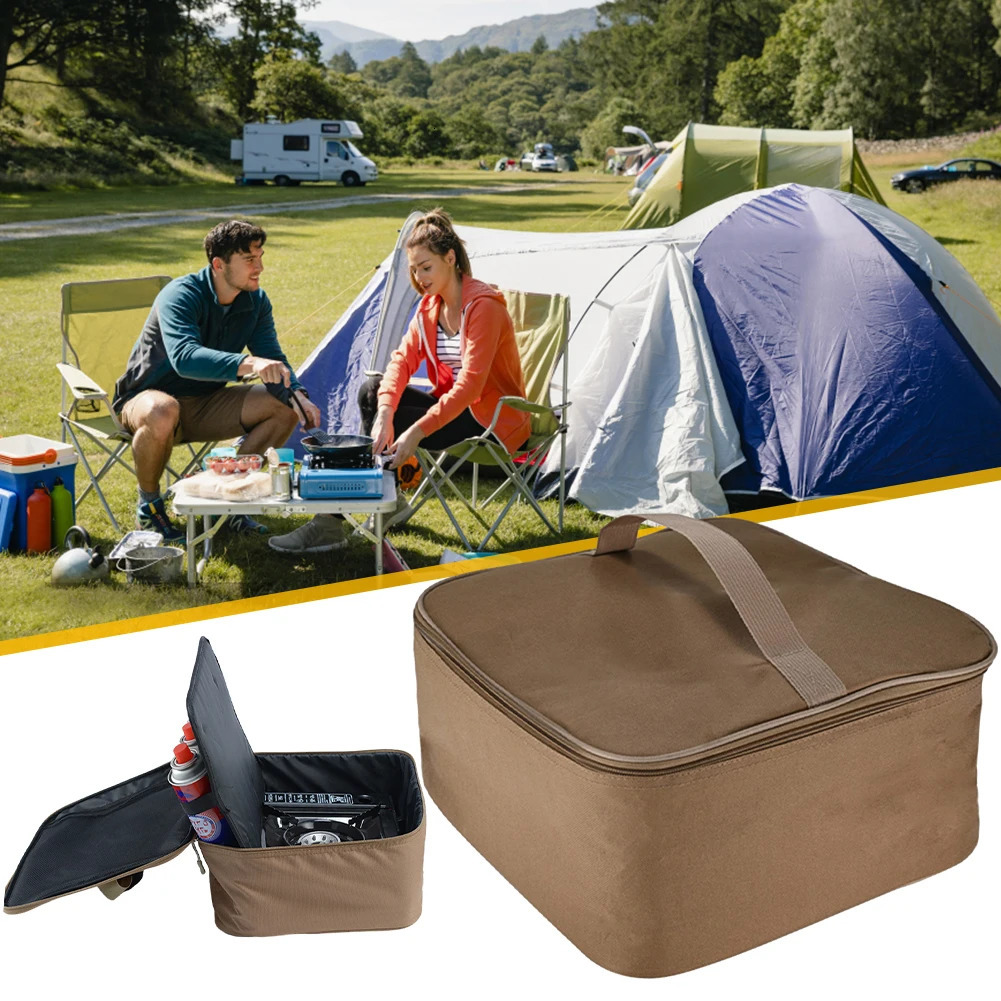 Ship from US Outdoor camping gas tank storage bag large capacity cooking stove box ground nail tool container Utensils kit 250304FBB