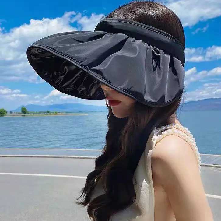 Summer Shell Sunshade Hat UV Protection Dual Use Hair Hoop Sun Hat for Women Outdoor Beach Soft Foldable Wide Brim Bucket CsXJ250304