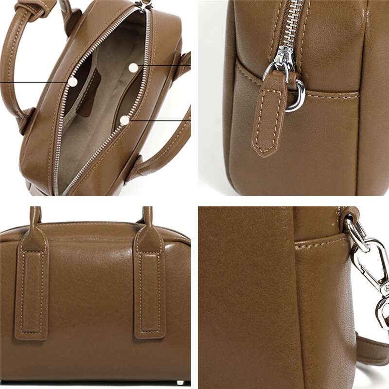 Cowhide Genuine Leather Boston Small Shoulder Bags For Women Trend Designer Crossbody Purses Tote Ladies Handbags