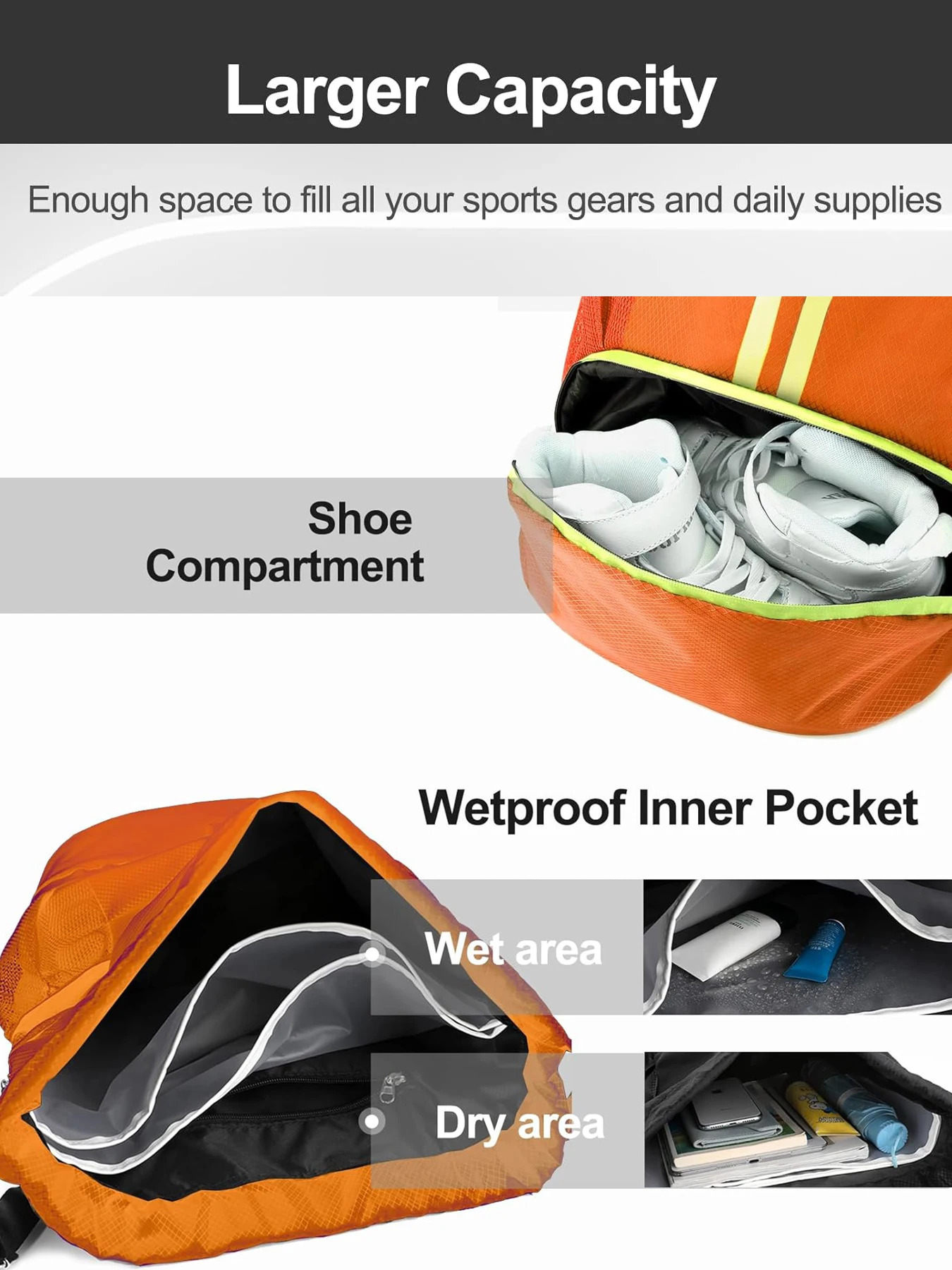 Ship from US Cathsnna fitness backpack drawstring shoulder bag basketball football large capacity waterproof wearable 250304FBB