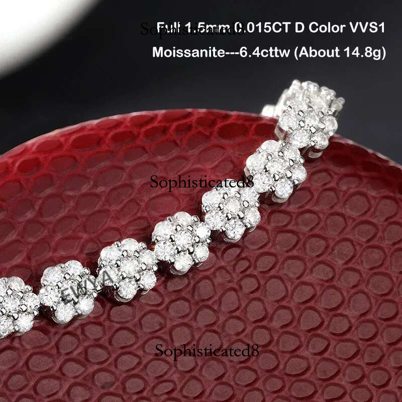 EWYA wer Full 1.5mm D Color Moissanite Dia Tennis Bracelet for Women Sier GRA Certified Bridal Wedding Bangle Gift