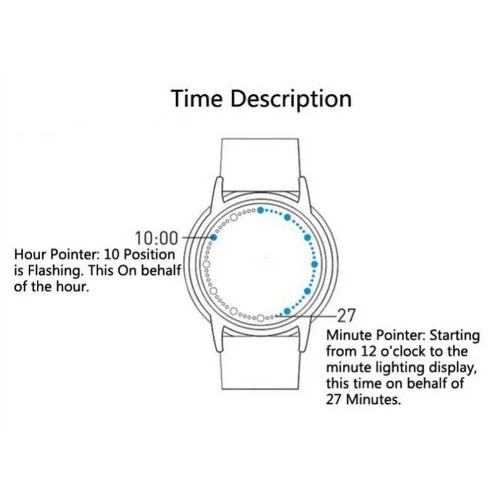 Fashion LED Touch Control Round Dial Faux Leather Band Waterproof Personality Quartz Clock Womens Watch Womens WatchXJ250304