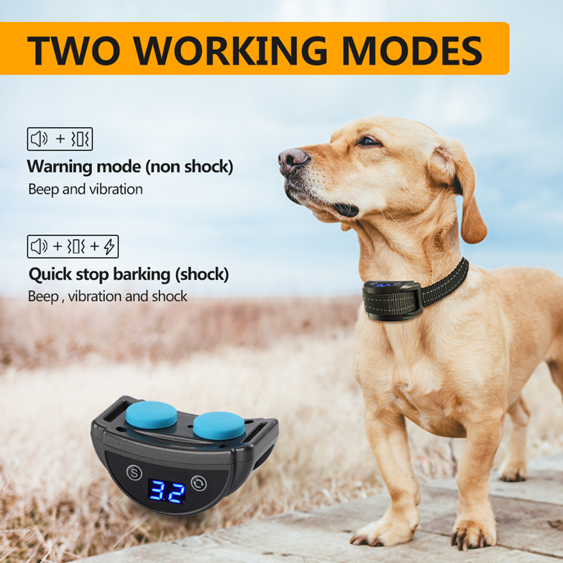 Dog Bark Collar, Rechargeable Smart Barking Collar for Small, Medium and Large Dogs, Anti-Bark Dogs Collar with Reflective Tape, Beep Vibration Humane