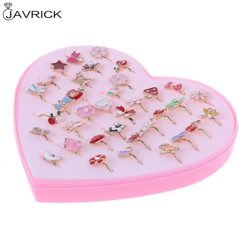 36 pieces of fancy adjustable cartoon rings party discount childrens and girls action character toys randomly delivered 250304