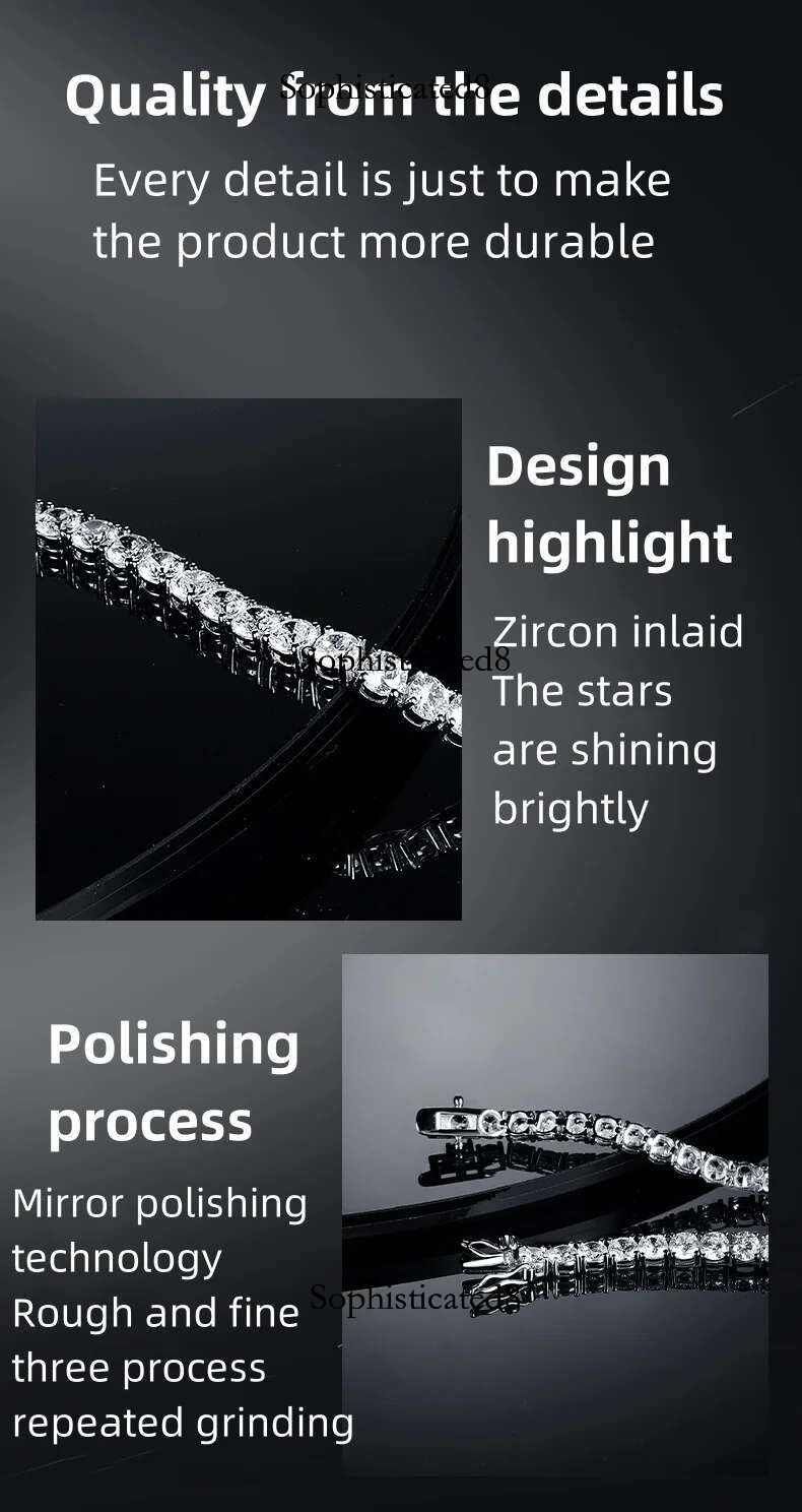 The classic sier plated gold Zircon advanced sense tennis bracelet fashion personality exquisite jewelry party gifts