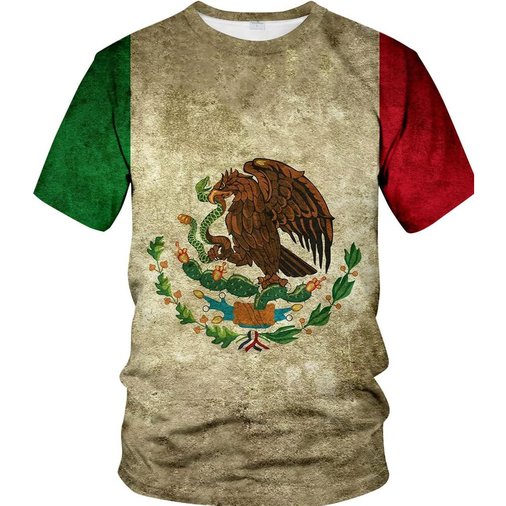 Mens T shirt Mexican Tshirt Mexico Flag 3D Print Fashion Short Sleeve Tees,Color3, tee Casual tops summer clothes Fashion patterns