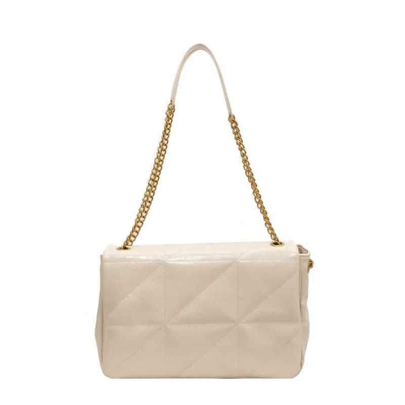 Brand Designer PU Leather Plaid Quilted Womens Shoulder Bag Casual Chain Crossbody Bag Large Flap Handbag Y250303
