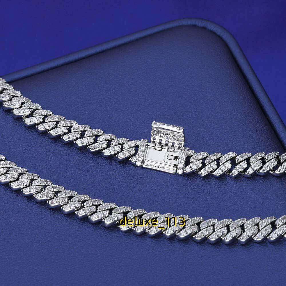 6mm NUOYA Hight Quality 6MM VVS Moissanite k Hip Hop Jewelry Women White Gold Sier Cuban Chain Necklace For Gift