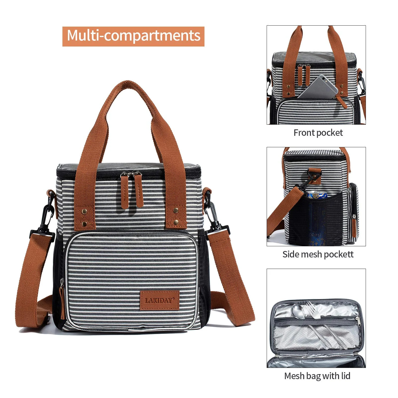 Fashion Large Tote Insulated Lunch Bag for Women Men Reusable Picnic Cooler Bags with Adjustable Shoulder Strap 250228
