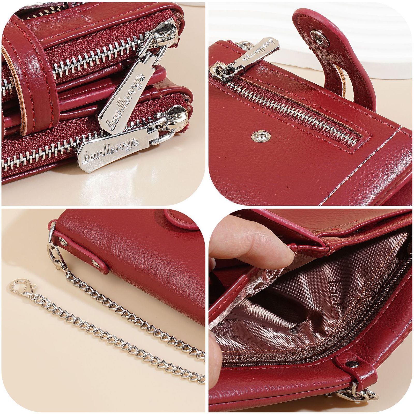 Baellerry multi slot double zipper fashionable three fold wallet short for womens change 250304