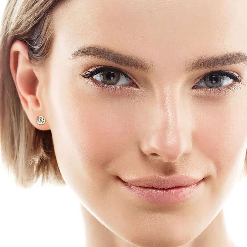 IU D0.10CT Moissanite Dia Round Stud Earrings Sterg Sier Original Fine Jewelry for Women Girls Anniversary Gifts