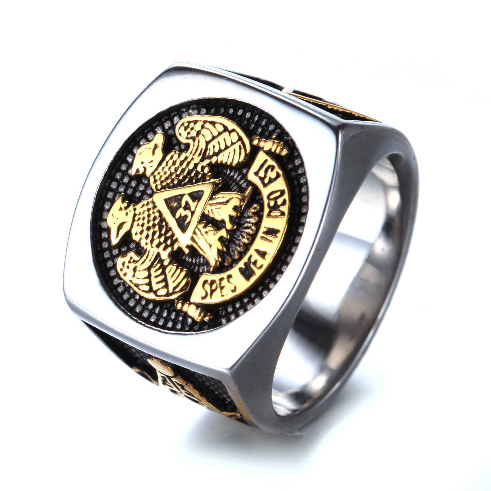 Stainless steel Eagle Ring Men's Jewelry Vintage Masonic Ring Titanium steel gift J250304