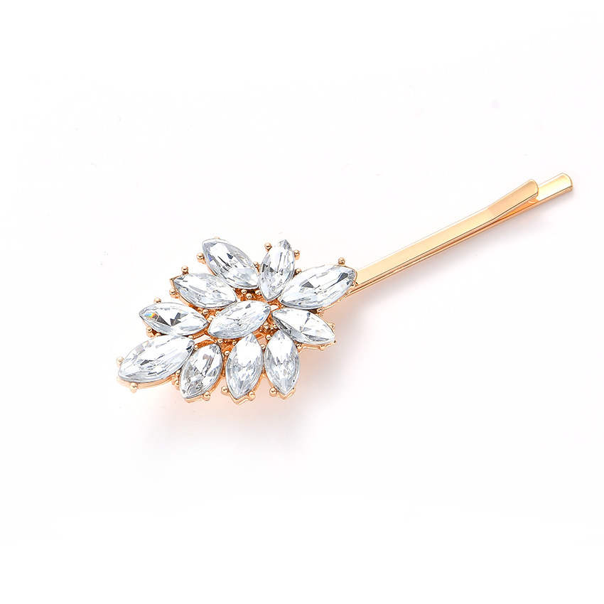 Barrettes Hairpins For Women Metal Gold Rhinestone Gems Side Clip Word Folder Hairpin Fine Jewelry Elegant Bridal Wedding Accessories