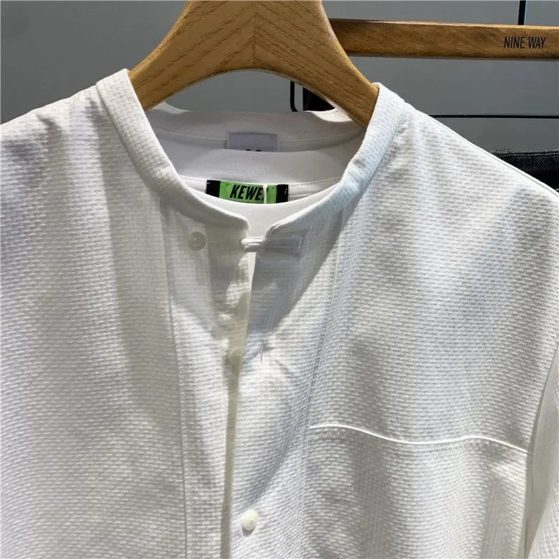 Trendy Simple Versatile Button Shirt Spring and Autumn Mens Fashionable Casual Long Sleeve Cardigan Art Men Clothing 250227