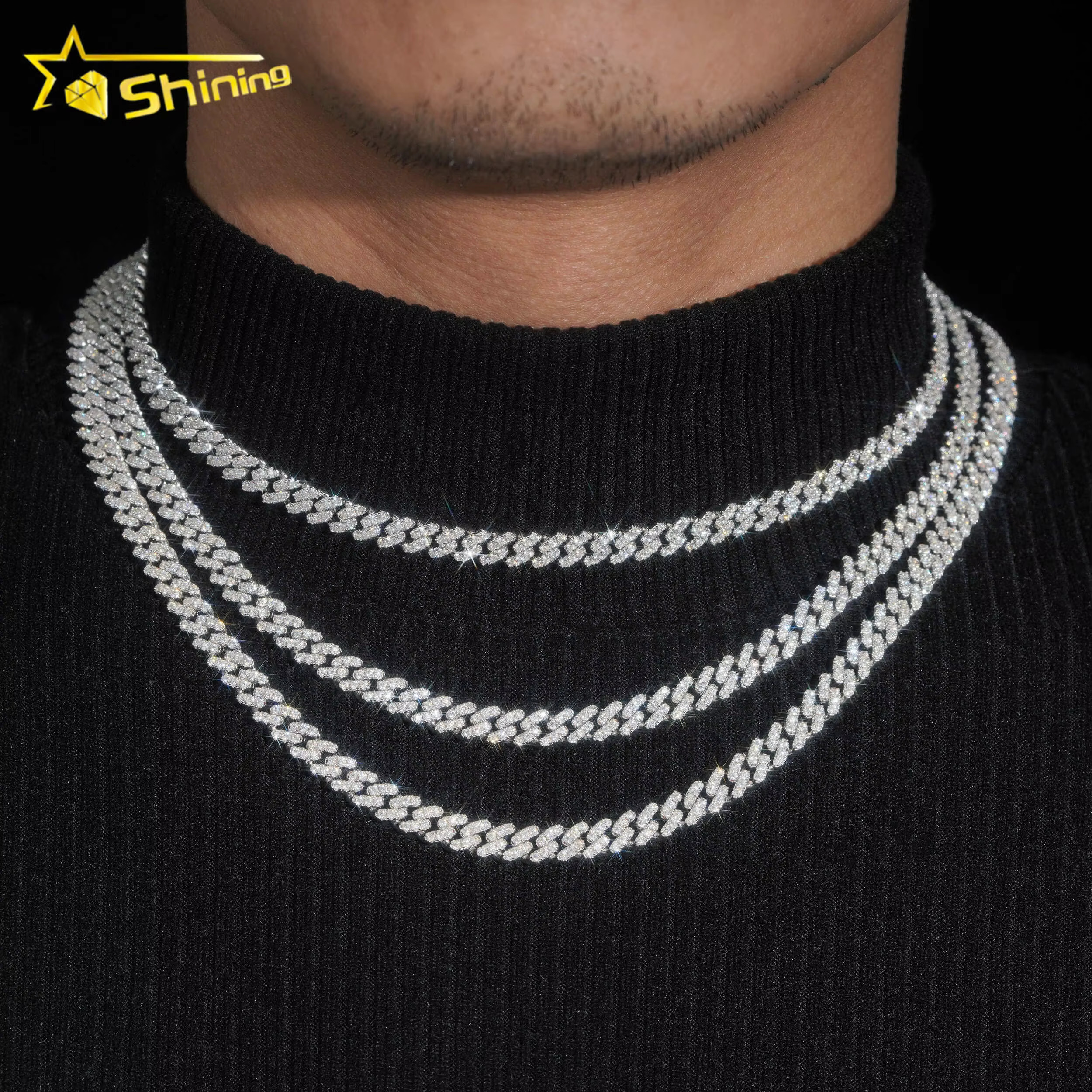 RTS 6mm Hip Hop Necklace for Men S Sier with Vvs Iced Out Dia Cuban k Chain Moissanite Jewelry