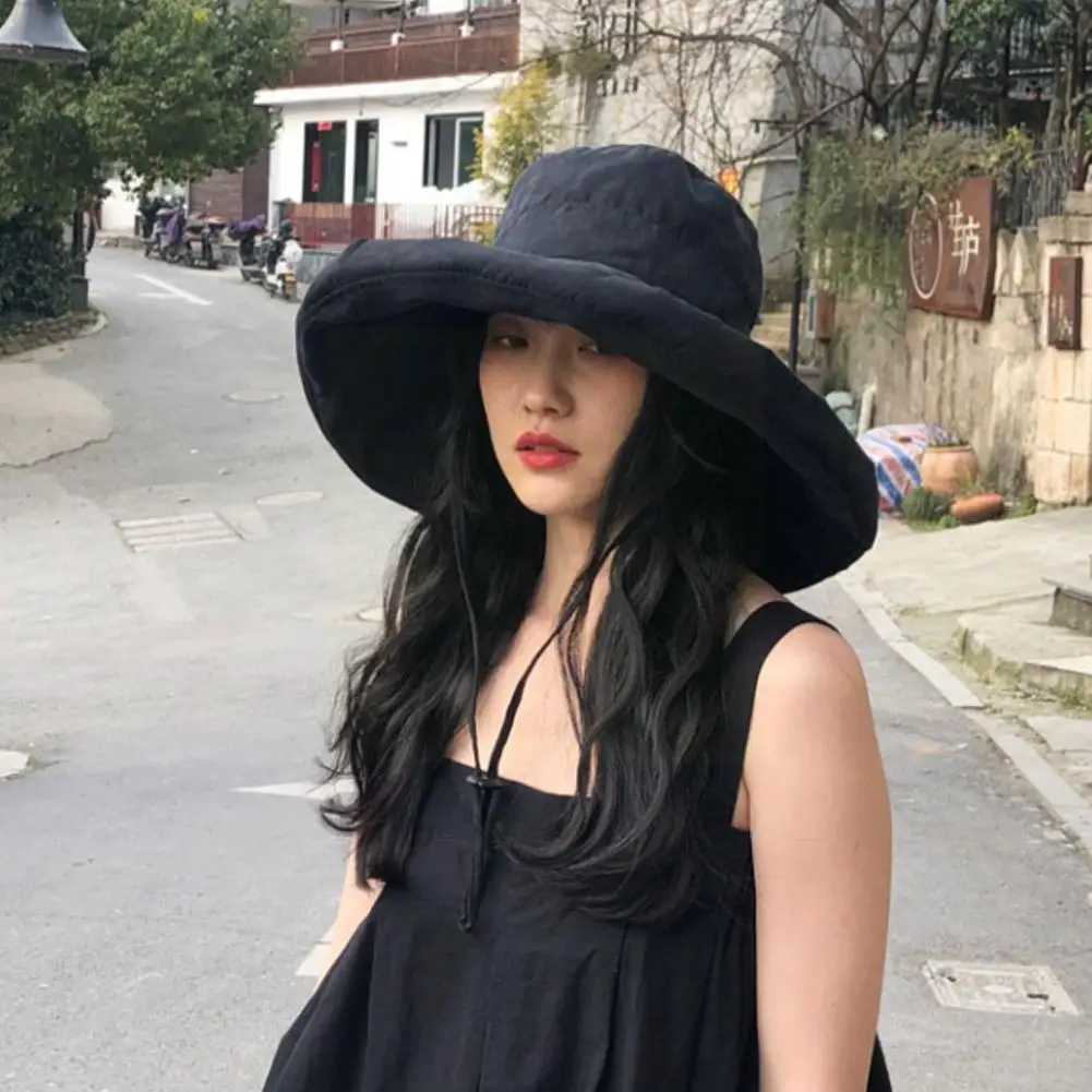 Large Brim Hat Fishermans Hat Womens Spring And Summer Hat Sun Bucket Color Solid Hat Sun Visor Foldable Hat Casual Hat T K3T5XJ250304